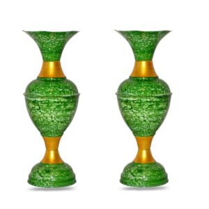 Sanjari Metal Flower Vase 16 Inch Height Long - Elegant Home Decor Accent for Artificial Flowers | Stylish Handcrafted Modern Design | Decorative Vase for Living Room, Bedroom, or Office | Pack of 2