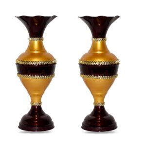 Sanjari Metal Flower Vase 16 Inch Height Long - Elegant Home Decor Accent for Artificial Flowers | Stylish Handcrafted Modern Design | Decorative Vase for Living Room, Bedroom, or Office | Pack of 2