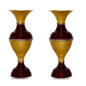 Sanjari Metal Flower Vase 16 Inch Height Long - Elegant Home Decor Accent for Artificial Flowers | Stylish Handcrafted Modern Design | Decorative Vase for Living Room, Bedroom, or Office | Pack of 2