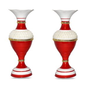 Sanjari Metal Flower Vase 16 Inch Height Long - Elegant Home Decor Accent for Artificial Flowers | Stylish Handcrafted Modern Design | Decorative Vase for Living Room, Bedroom, or Office | Pack of 2