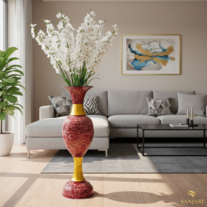 SANJARI Elegant Metal Flower Vase Big Size 30 Inches Height Long- Stylish Home Decor Accent with Durable Craftsmanship - Contemporary Design for Flowers, Living Room, and Wedding Decor | Pack of 1