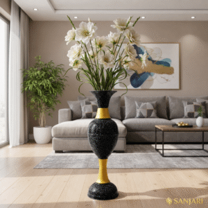 sanjari elegant metal 30 inches height long flower vase big size stylish home decor accent with durable craftsmanship – contemporary design for flowers, living room, and wedding decor | pack of 1