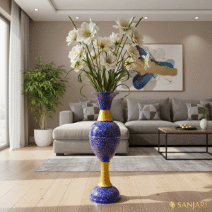 sanjari elegant metal 30 inches height long flower vase big size stylish home decor accent with durable craftsmanship – contemporary design for flowers, living room, and wedding decor | pack of 1