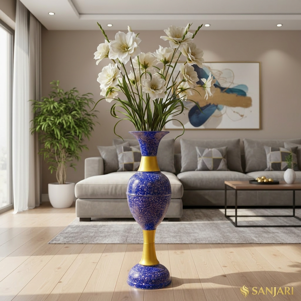sanjari elegant metal 30 inches height long flower vase big size stylish home decor accent with durable craftsmanship – contemporary design for flowers, living room, and wedding decor | pack of 1 sanjari elegant metal 30 inches height long flower vase big size stylish home decor accent with durable craftsmanship – contemporary design for flowers, living room, and wedding decor | pack of 1