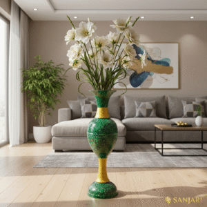 sanjari elegant metal 30 inches height long flower vase big size stylish home decor accent with durable craftsmanship – contemporary design for flowers, living room, and wedding decor | pack of 1