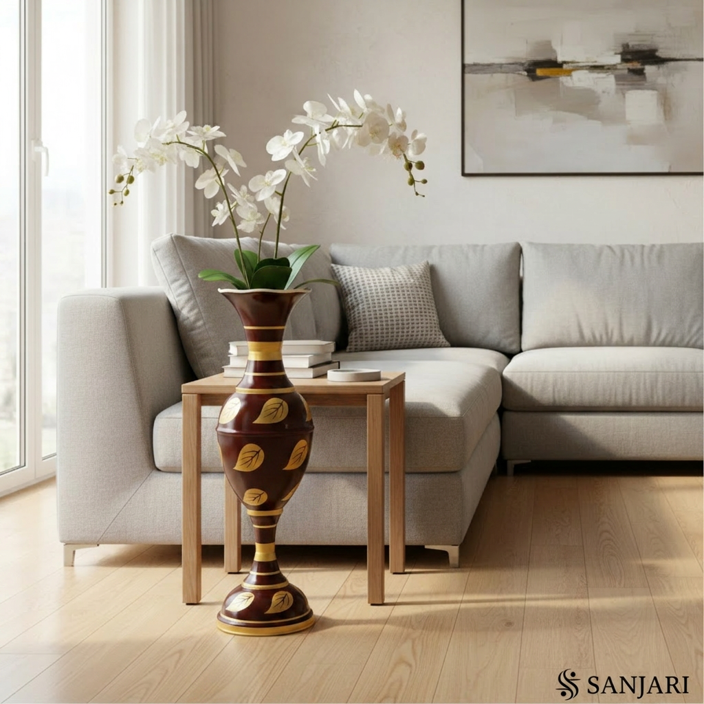 sanjari elegant metal 30 inches height long flower vase big size stylish home decor accent with durable craftsmanship – contemporary design for flowers, living room, and wedding decor | pack of 1