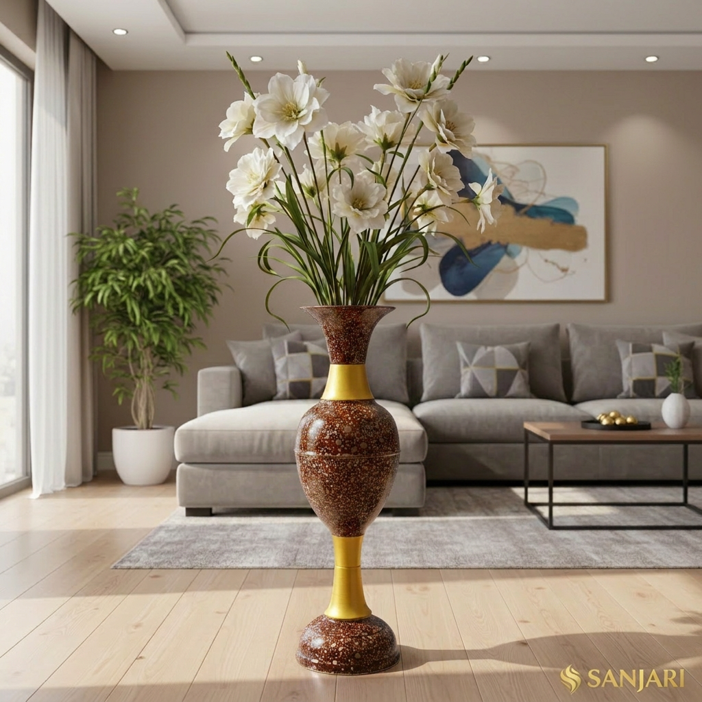 sanjari marble luxe mahogany ml m01 decorative metal flower vase 30 height long inch reddish brown & gold stylish home decor accent with durable craftsmanship – contemporary design for flowers, living room, and wedding decor | sanjari marble luxe mahogany ml m01 decorative metal flower vase 30 height long inch reddish brown & gold stylish home decor accent with durable craftsmanship – contemporary design for flowers, living room, and wedding decor |